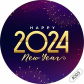 'Happy new year 2024' Etiketten - Wensetiketten - Cadeau etiketten - Gelukkig nieuwjaar sluitzegels 40 mm 40 st #303