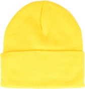 Beanie Muts Basic Geel Warme Winter One Size Yellow Hoofddeksel Unisex Universeel