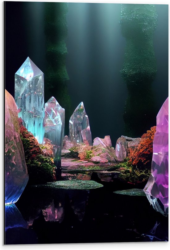Dibond - Kleurrijke Kristallen Verzameling - 40x60 cm Foto op Aluminium (Met Ophangsysteem)