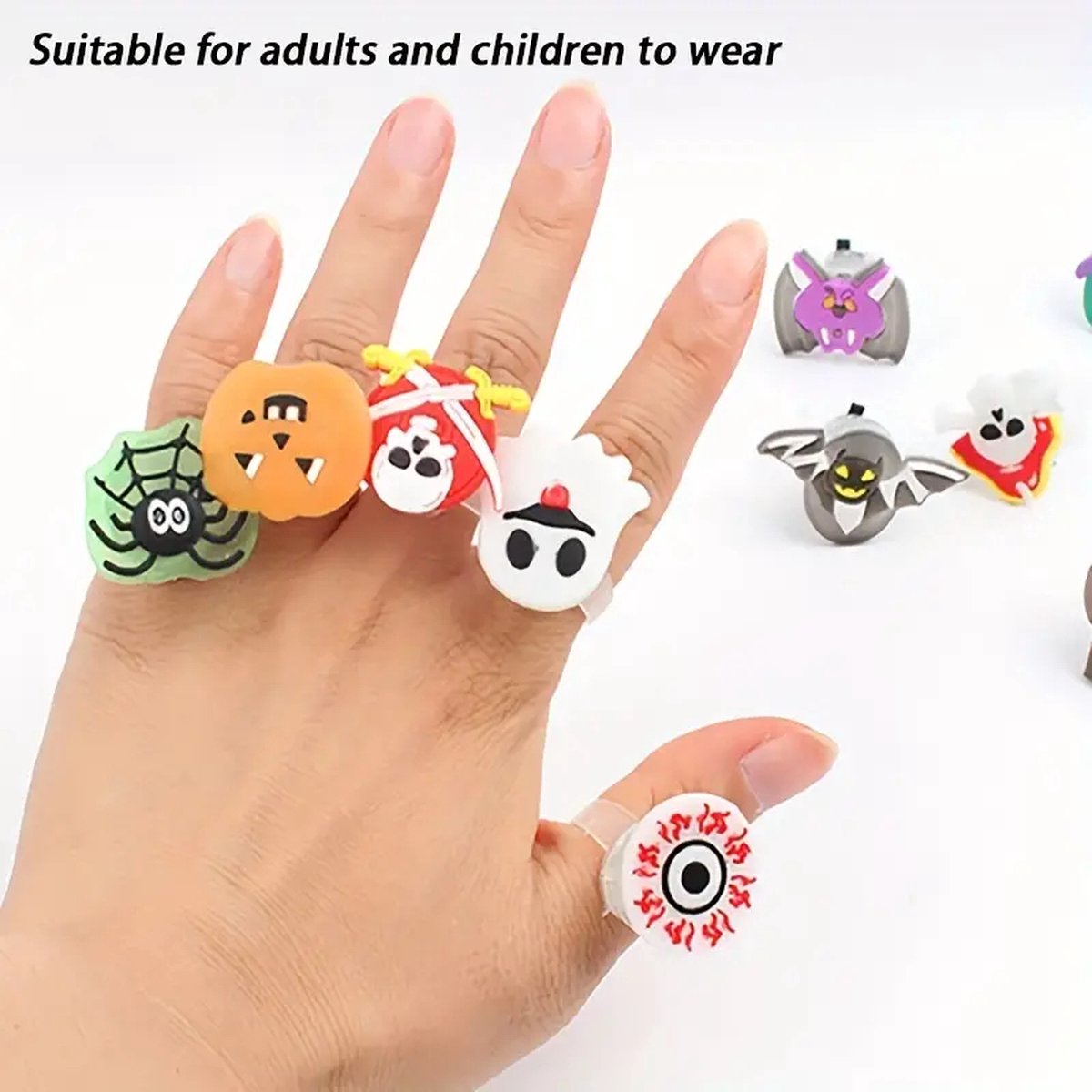 10 stuks Halloween Ring Glow Finger Light LED Flashing Pumpkin Glow Bracelet Creative Toy Halloween voor kinderen