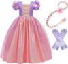 prinsessenjurk roze/paars - lange handschoenen - haarband