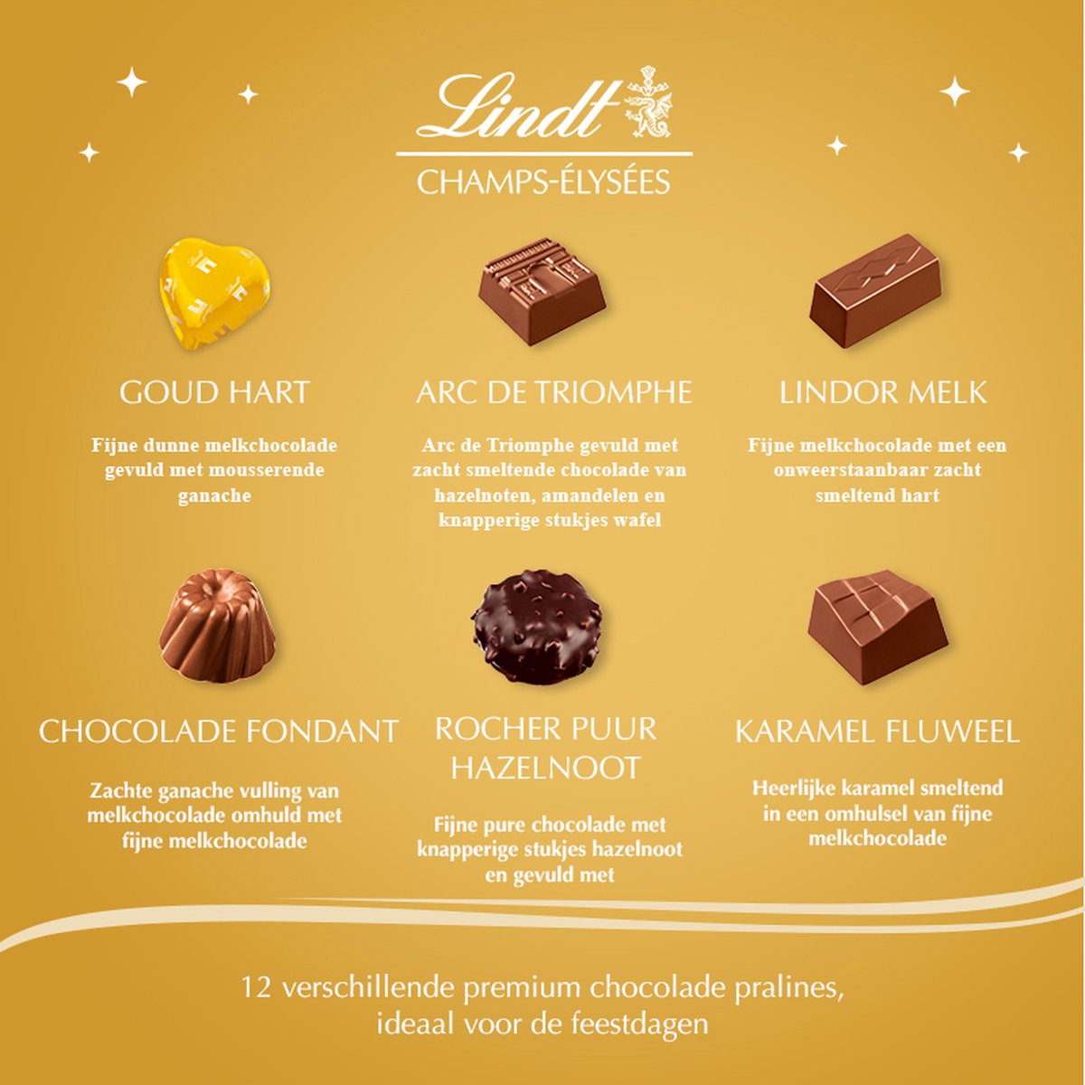 LINDT Champs-Élysées Assortiment de chocolats 44 pièces 469g pas cher 
