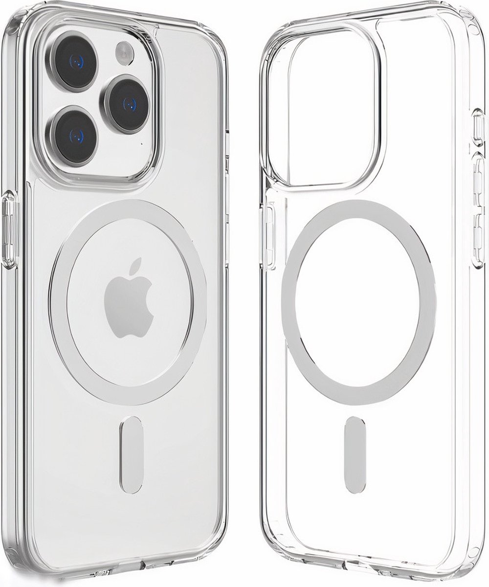 iPhone 15 Pro hoesje met MagSafe - NRY Transparant shock proof case - doorzichtig