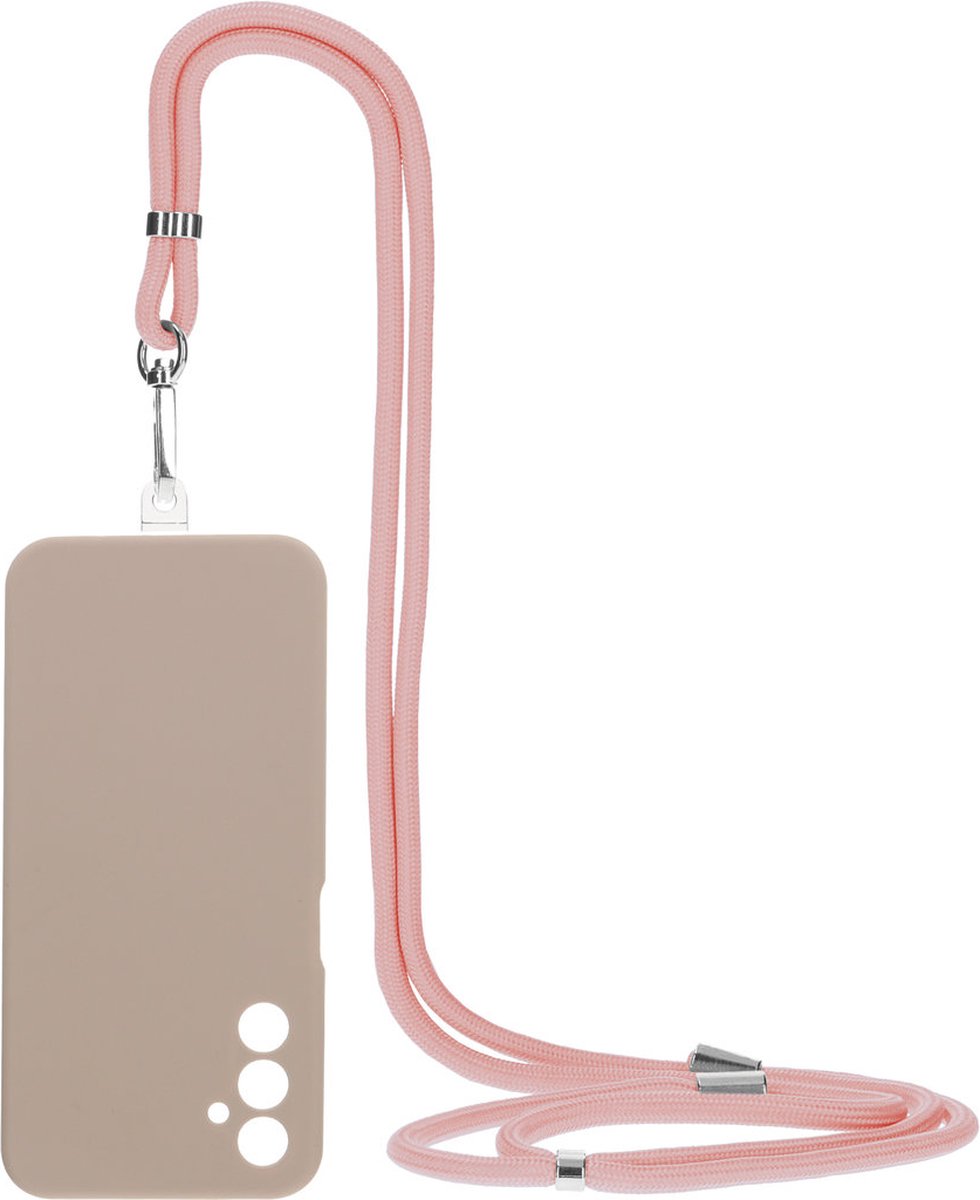 Mobiparts Siliconen hoesje met koord voor de Samsung Galaxy A14 Roze