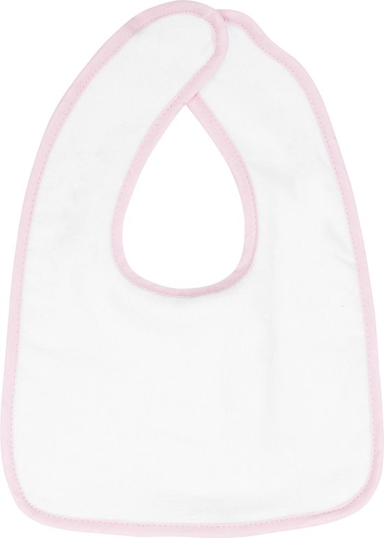 The One Towelling Baby Slab - 26 x 37 cm - 5 Stuks - Voordeelverpakking - Slabbetjes - 100% Katoen - Klittenband sluiting - Wit/Roze van The One — afbeelding 2