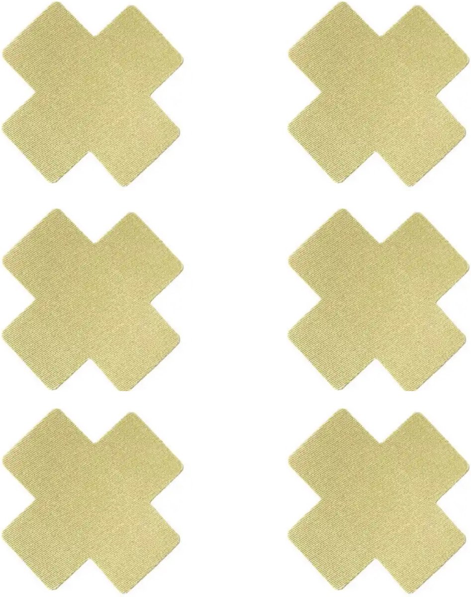 Goedkoopste 3 pairs of nipple covers - 3 Paar Tepelstickers - Boob stickers - Nipple stickers cross - Tepelplakkers - Goud/Beige -Sexy - Skin coloured - Erotisch feest - Festival - Gay Pride