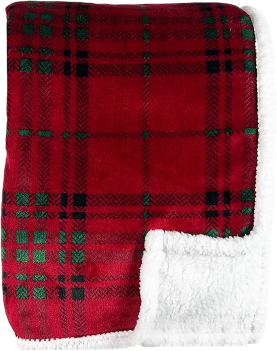 CARLTON - Plaid 150x200 cm - Rouge - Décoration de Noël