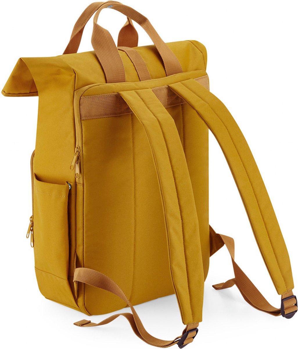 Recycled Twin Handle Roll-Top Laptop Backpack BagBase - 19 Liter Mustard