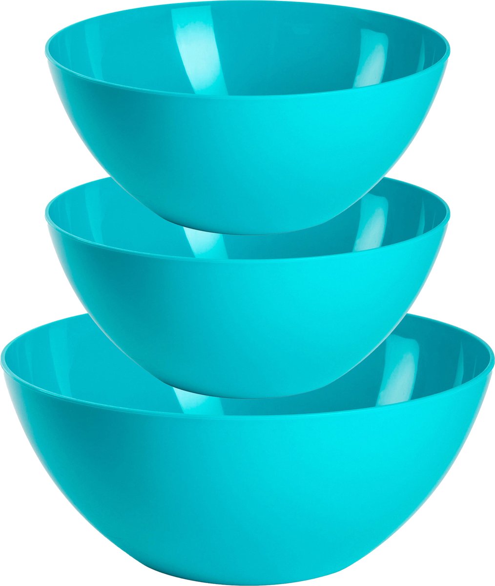 Plasticforte voedsel serveer schalen set - 3x stuks - blauw - kunststof - Dia 23 en 26 cm