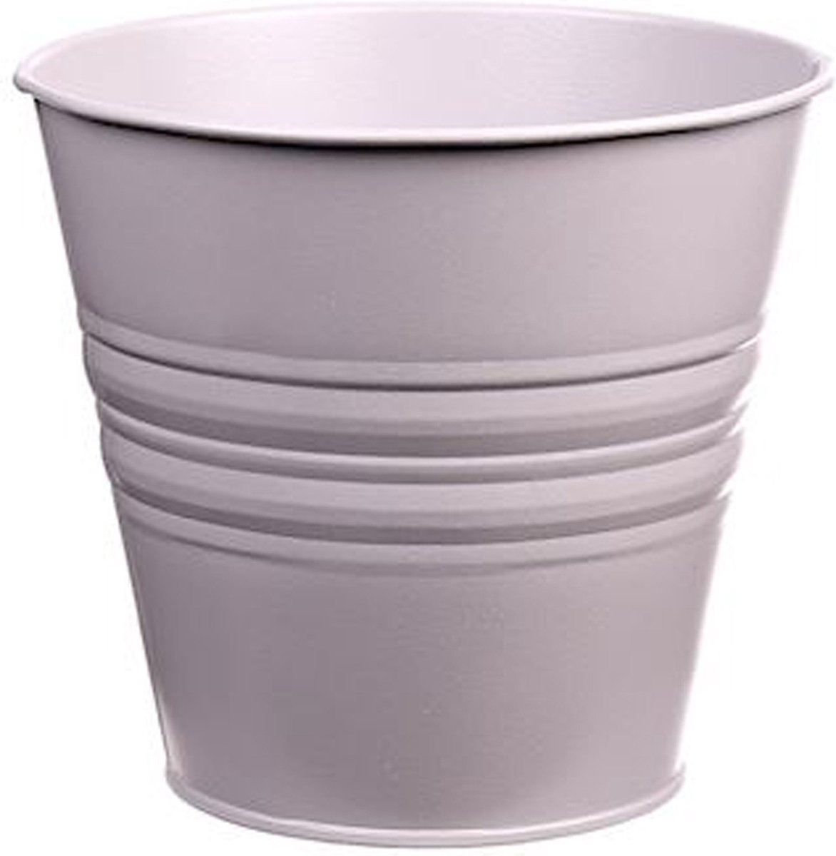 Zinken emmertje/bloempotje - lichtgrijs - D16 x H13 cm - Plantenpotjes