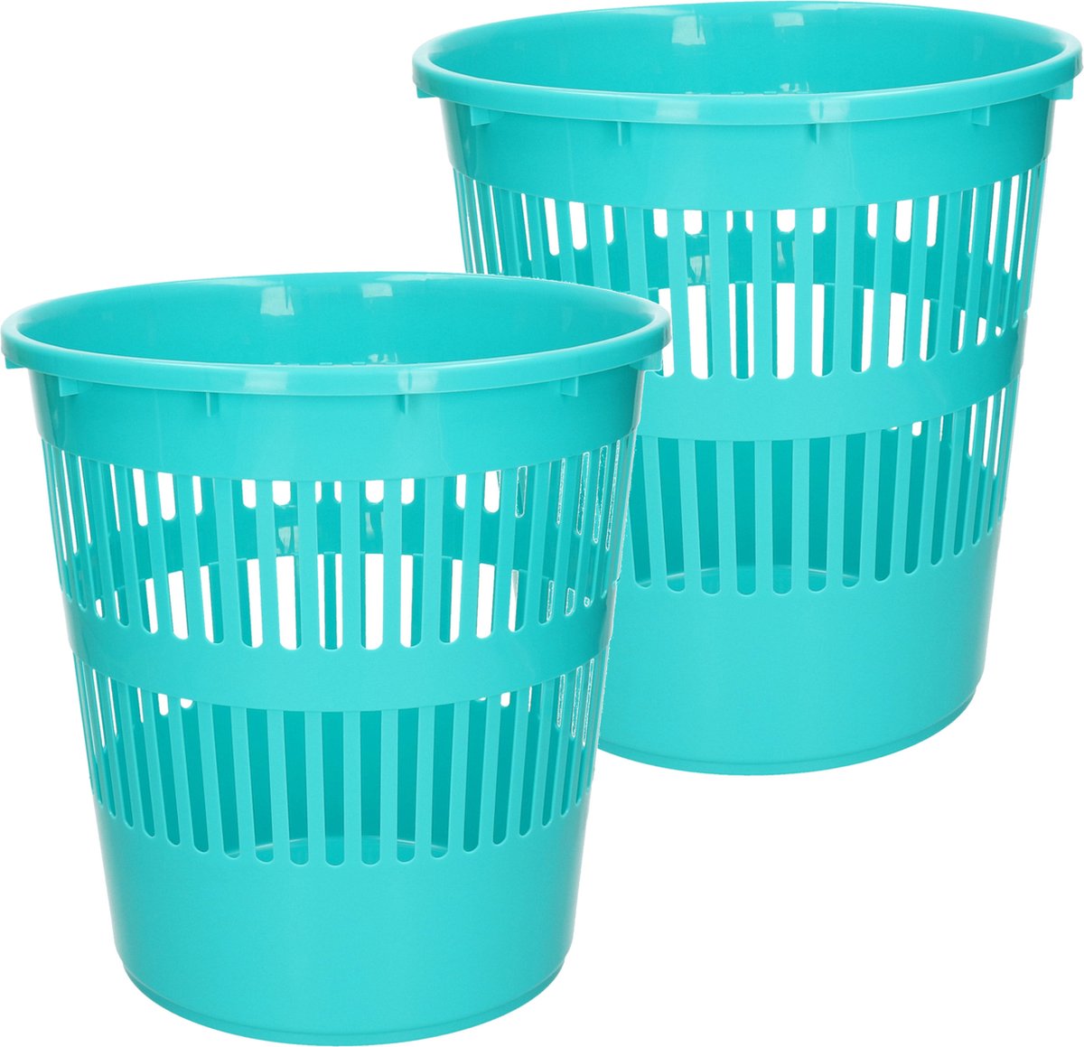 Goedkoopste Plasticforte Afvalbak/vuilnisbak/kantoor prullenbak - 2x stuks - plastic - blauw - 28 cm