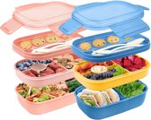 Bento Box Lunchbox voor kinderen met vakken, 1900 ml, voor kinderen, met 5 vakken, ontbijtbox voor volwassenen, 2-laags, duurzame broodtrommel, voor school, werk, picknick, 2 sets