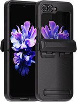Whitestone Dome Escudo Case Geschikt voor Samsung Galaxy Z Flip 5 - Hoesje met Ingebouwde Screenprotector - Beschermhoes met Standaard - Full Protect - met Standaard - Zwart