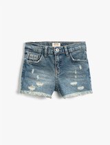 Koton Normaal Dun Destroyed Mini Denim Shorts Katoen