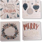 50 Luxe Vierkante Kerst- en Nieuwjaarskaarten - 10x10cm - Gevouwen kaarten met enveloppen