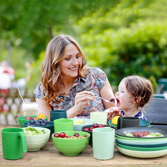 thumbnail: Onbreekbare Servies Set 32-delig Voor 8 Personenen - Camping & Picknick Plastic Borden