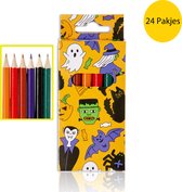 24 PAKJES Uitdeelcadeaus Halloween Kleurpotloodjes - 6 Potloden per Pakje - Uitdeelcadeautjes voor kinderen - Klein Speelgoed - Traktatie - Cadeautjes voor Kinderen