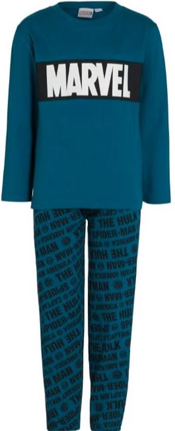 Marvel Pyjama Blauw | Maat 128/134 | Lange mouw | 100% BCI katoen