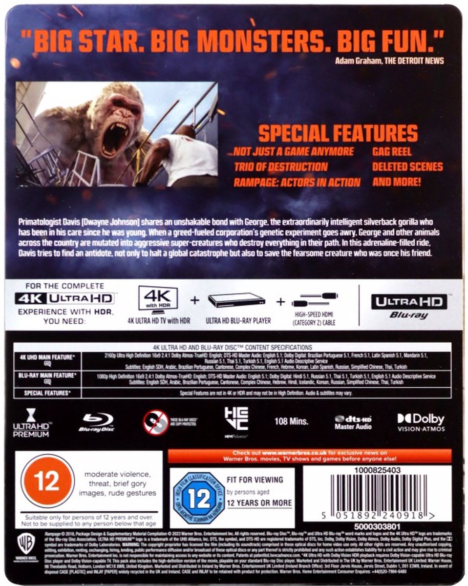 Rampage: Big Meets Bigger [Blu-Ray 4K]+[Blu-Ray]-