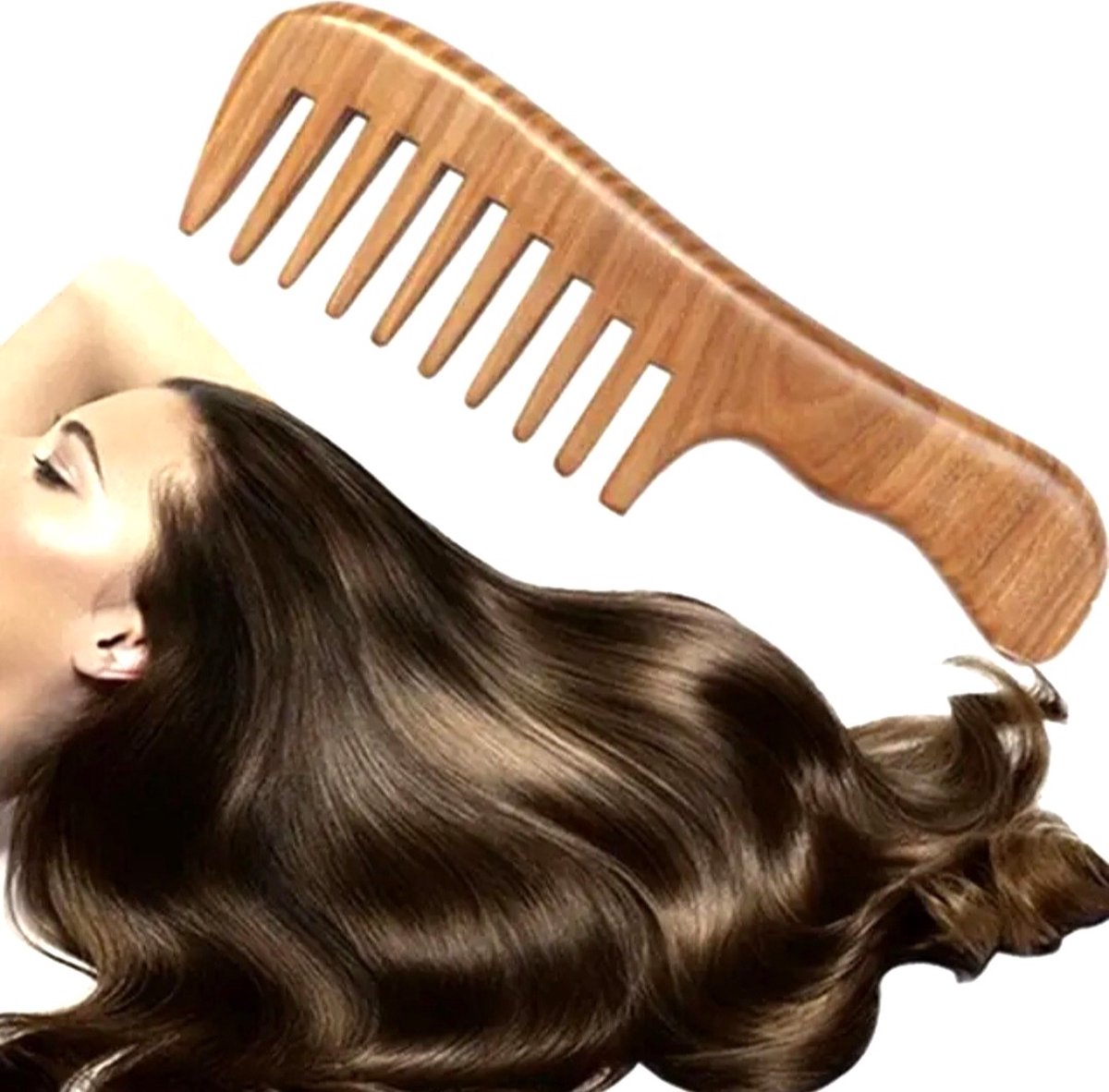 Frazimashop- Grove Sandelhouten Kam-Antistatisch – Hoofdmassage - uniseks- Voor Mannen en Vrouwen-Geschikt voor Pruiken en Haarextensies — afbeelding 3