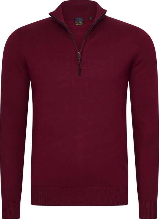 Mario Russo Half Zip Sweater - Trui Heren - Sweater Heren - Coltrui Heren - L - Bordeauxrood