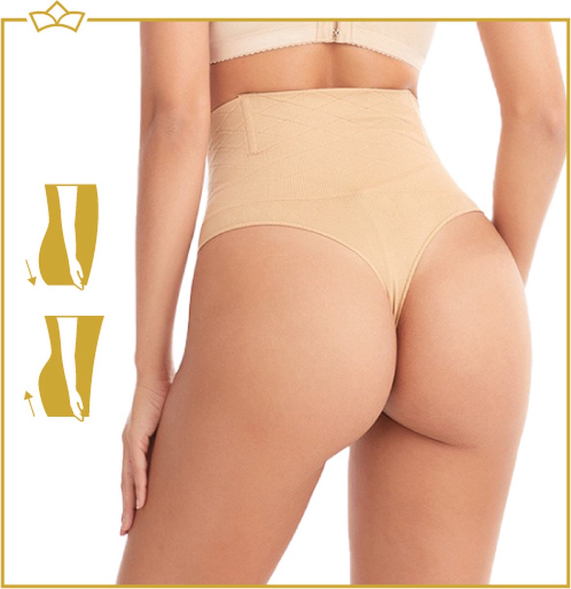 Dames Hunkemöller Shapewear, Verstevigende Hoge String Level 2 - Beige