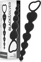 BLACK and SILVER | Black and silver - Mila Silicone Anal Heart-beads 18 Cm