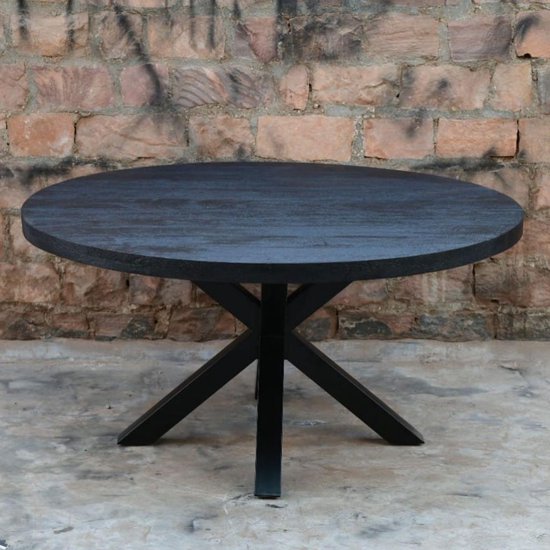 Table ronde en bois de manguier 150 cm noir