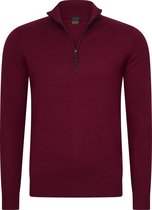 Mario Russo Half Zip Sweater - Trui Heren - Sweater Heren - Coltrui Heren - M - Bordeauxrood