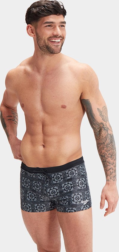 Heren Speedo Eco Allov Digi V-Cut Aquashort Boxerzwempak Zwart en Navy