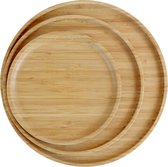 100% bamboe borden, ronde houten borden, bamboeplaten, bamboedecoratie, platte borden, bamboe servies, serviesset, houten bordenset, herbruikbare borden, 3-delige set (1 x 20 cm, 1 x 25 cm, 1 x 30 cm)