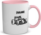Akyol - formule 1 mok met eigen naam koffiemok - theemok - roze - Auto rijden - auto liefhebbers - autosport - 350 ML inhoud