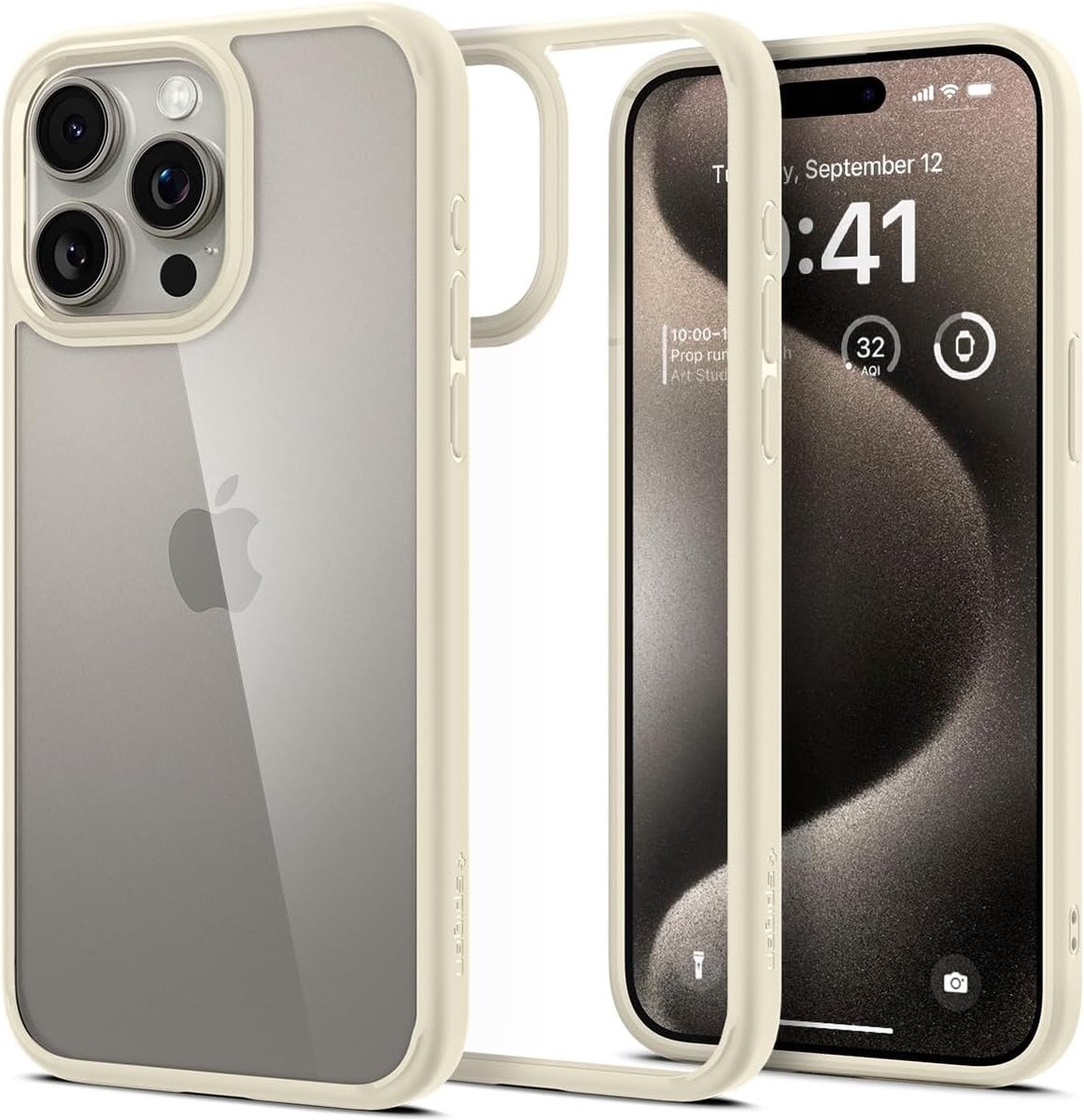 Spigen Geschikt voor Apple iPhone 15 Pro Max - Back Cover Ultra Hybrid Hoesje - Beige