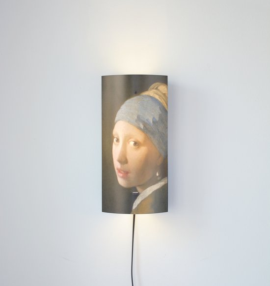 Packlamp - Wandlamp - Het meisje met de parel - Vermeer - 29 cm hoog - ø12cm - Inclusief Led lamp