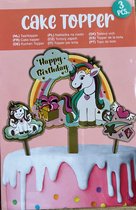 Taart topper unicorn - cake topper - taartdecoratie - feest versiering - eenhoorn - paard - regenboog - 3 stuks