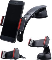 Shop4 - Universele Telefoonhouder Auto Kit 3 in 1 Dashboard- en Ventilatiehouder Zwart Autohouder tot 6 inch