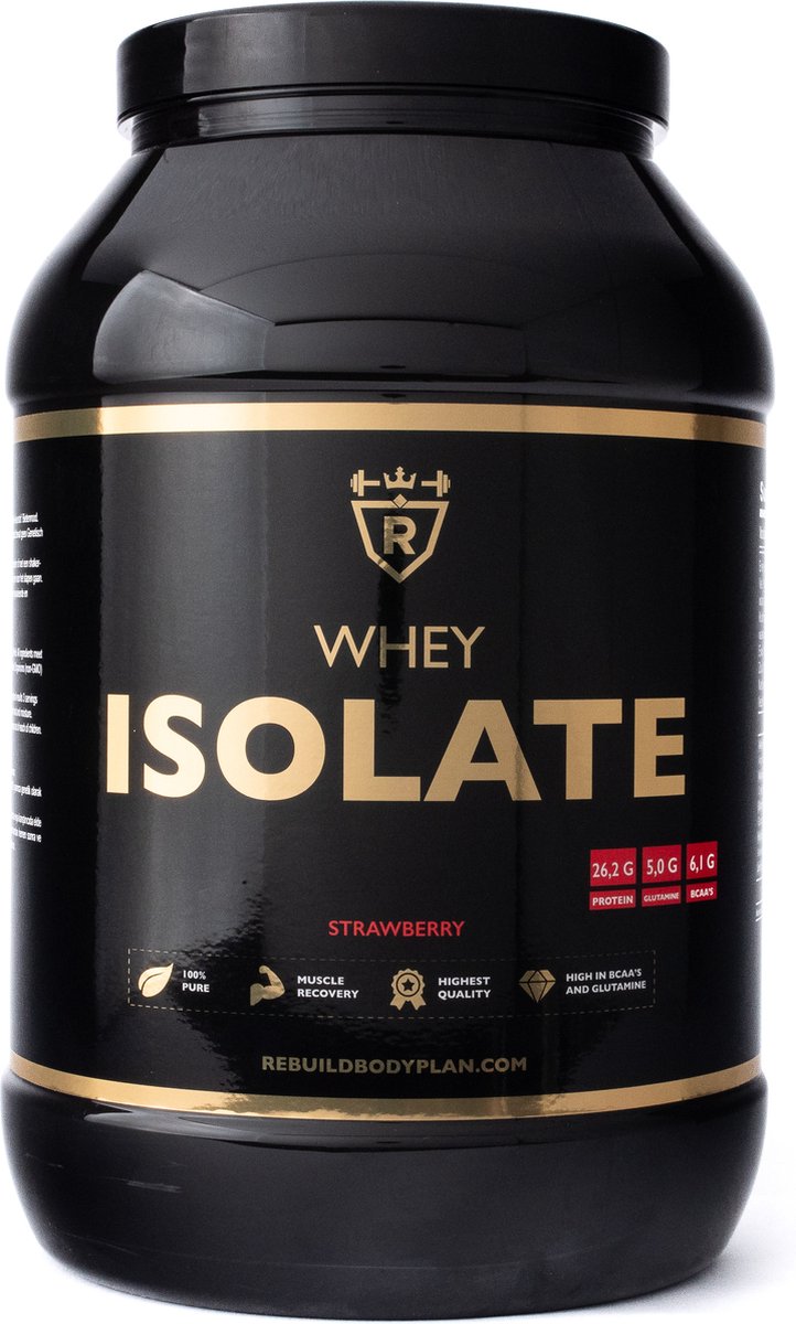 Goedkoopste Rebuild Nutrition Whey Isolaat - Aardbei smaak - Proteine Poeder - Eiwit Shakes - Whey Protein - Isolate Eiwitpoeder - 80 Eiwitshakes - 2000 gram