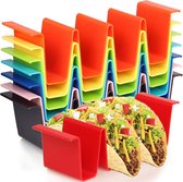 Pack van 8 Taco Houder Stands, Herbruikbare Plastic Taco Houder, Taco Rack, Taco Tray Holds Set van 8 (Regenboog)