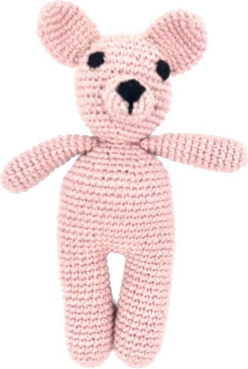 Luna-Leena duurzame knuffel hond ‘Bella’ in bio katoen - baby roze- hand gehaakt in Nepal - knuffeldier - babycadeau - cadeau - geboorte - babyshower - hondje - dog - kraamcadeau - Kraam - baby gift - Sinterklaas - Sint tip - hond