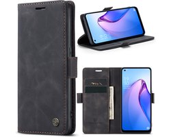 Geschikt Voor Oppo Reno 8 Pro Hoesje - Solidenz Urban Bookcase Reno 8 Pro - Telefoonhoesje Reno 8 Pro - Reno 8 Pro Case Met Pasjeshouder - PU Leren Hoes - Draadloos Opladen - Reno8 Pro - Zwart