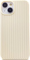REBUS hoesje voor iPhone 13 / 14, (Knitted) [Siliconen], Randbeschermende, slanke harde hoes met een charmant gebreid ontwerp. (White)