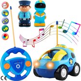 Speelgoed voor jongens van 2 jaar - Afstandbedienbare Politieauto voor Peuters met Licht en Muziek - vanaf 2 jaar- speelgoed automodel met 2x chauffeursfiguren - voor jongens en peuters-cadeaus
