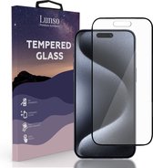 Lunso - Geschikt voor iPhone 15 Pro Max - Gehard Beschermglas - Full Cover Screen protector - Black Edge