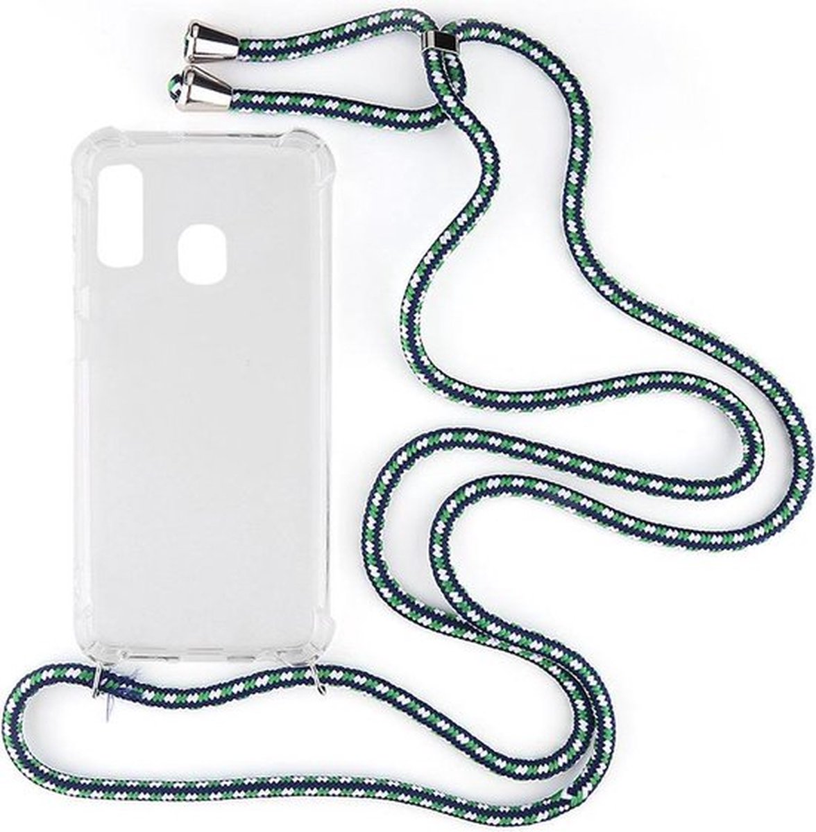Shop4 - Geschikt voor Samsung Galaxy A20e Hoesje - Zachte Back Case met Koord Multi Groen