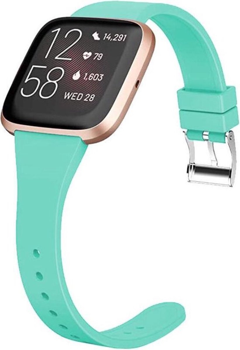 Shop4 - Geschikt voor Fitbit Versa Bandje - Siliconen Dun Mint Groen