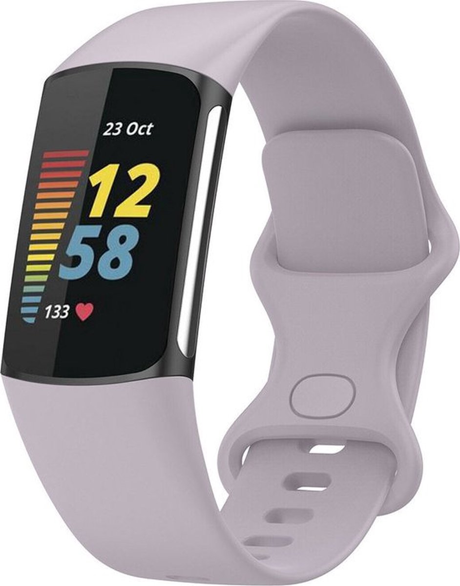 Shop4 - Geschikt voor Bandje voor Fitbit Charge 5 - Siliconen Paars