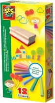 SES - Schoolbordkrijtjes met wisser - stofvrij - heldere kleuren