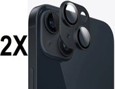 Screenz® - Camera lens protector geschikt voor iPhone 15 / 15 Plus luxe zwart - Screenprotector - Beschermglas - Glasplaatje geschikt voor iPhone 15 / iPhone 15 Plus - 2 stuks
