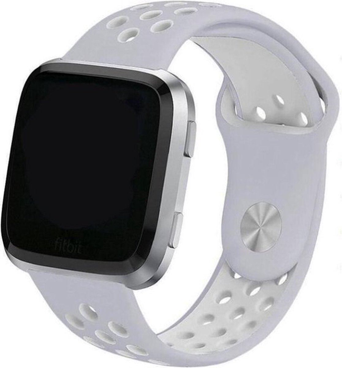 Shop4 - Geschikt voor Fitbit Versa 2 Bandje - Siliconen Grijs Wit