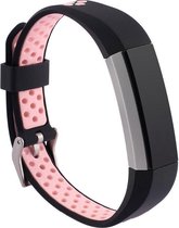 Shop4 - Geschikt voor Fitbit Alta Bandje - Siliconen Roze Zwart